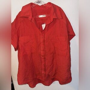 We The Free Men's Red Short-Sleeve Button-Down Shirt